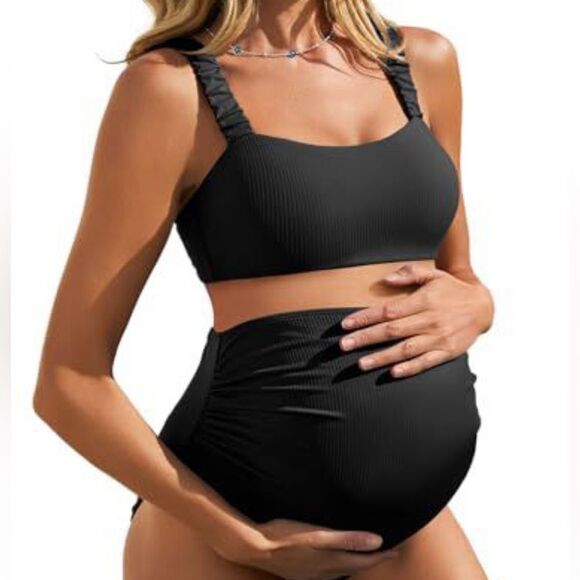 Summer Mae Ribbed Maternity Bikini Swimsuit NWT - Picture 1 of 6
